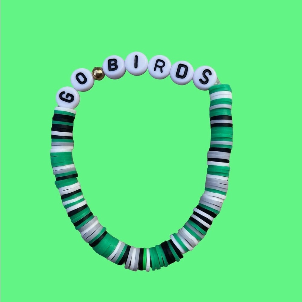 Go birds, clay bead bracelet